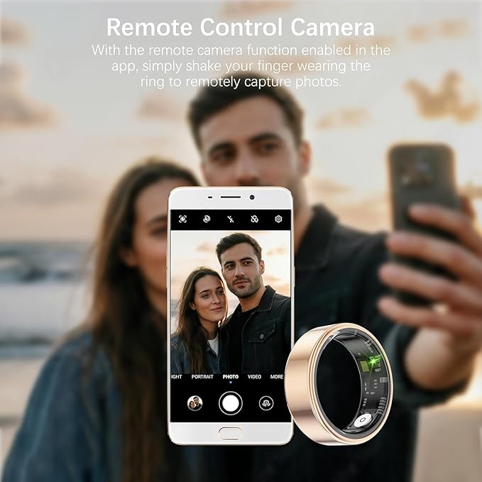 Smart Health Rings for Women Men, Fitness Tracker with Heart Rate, Blood Oxygen, HRV, Sleep Tracker, Step Tracker, No Subscription Fee, IP68 Waterproof Smart Ring for iphone & Android (Gold, 8#)