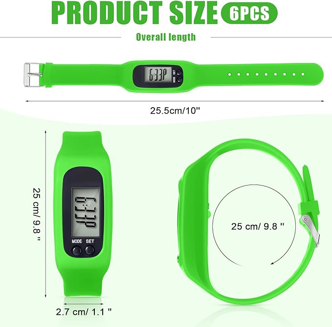 Geyoga 24 Pcs Pedometer for Walking Steps and Miles Pedometer Watch Silicone Steps Tracker Running Bracelet Ankle Step Counter for Calorie Burning and Step Counting