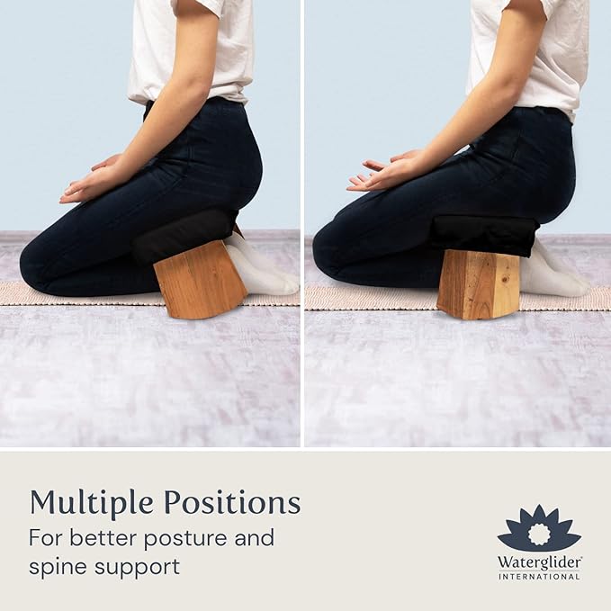 Meditation Bench (Burgundy), Seiza, Sustainable Acacia Wood with Curved Bottom Edges for The Perfect Posture, Meditation Stool, Prayer Bench, Meditation Chair, Yoga Stool