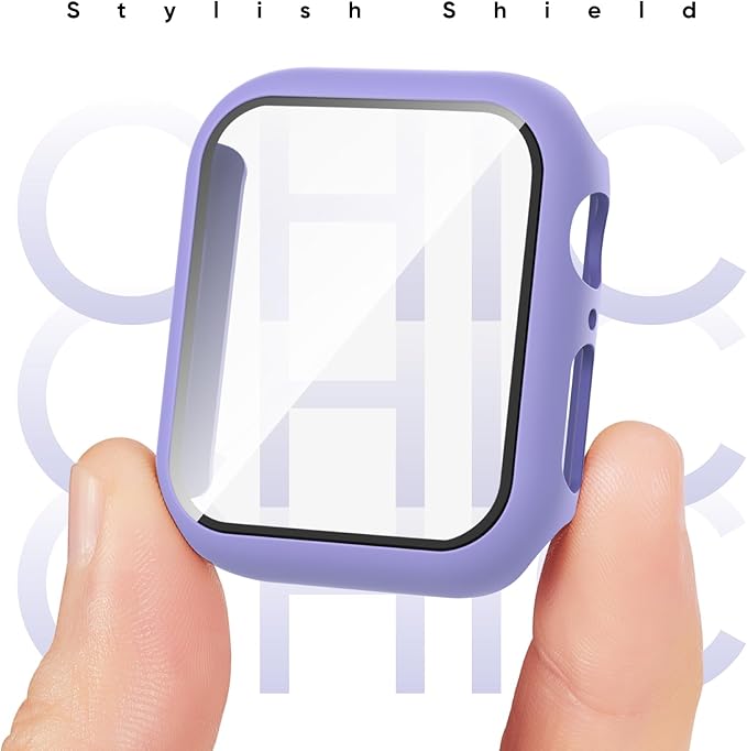 Compatible for Apple Watch Band 40mm 41mm and Case with Screen Protector, Soft Silicone Sport Strap Bands and Protective Cover with Tempered Glass for iWatch Series 9 8 7 SE 6 5 4