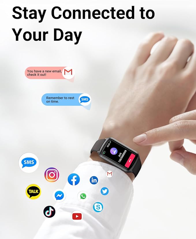 Health Fitness Tracker with 24/7 Heart Rate, Blood Oxygen, Blood Pressure, Sleep Tracker, 5ATM Waterproof Activity Trackers with Step Tracker, Pedometer (S & L Bands Included)