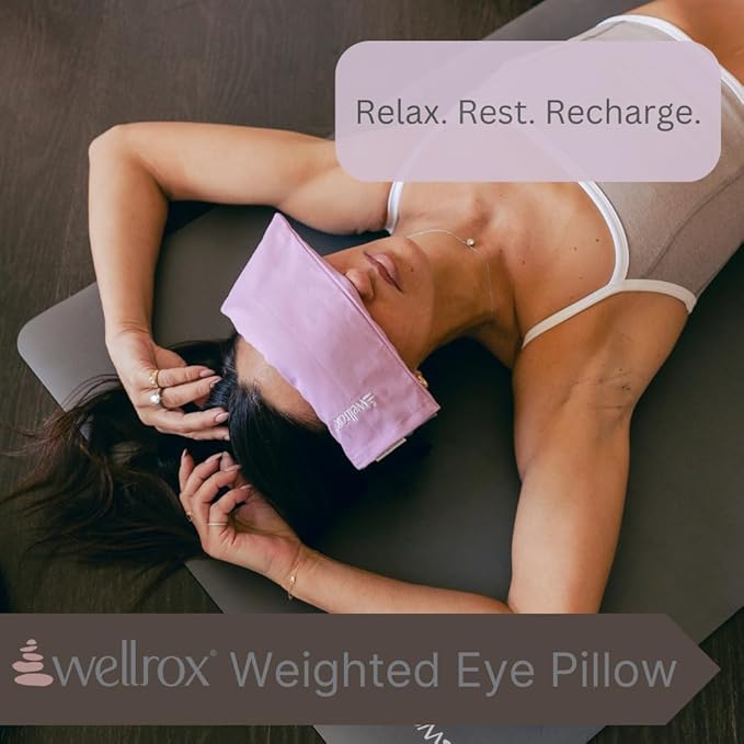 Weighted Eye Pillow - Flaxseeds & Lavender Eye Pillow Weighted for Restorative Yoga, Meditation & Stress Relief (Lavender, Scented)