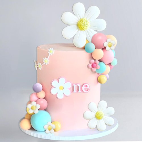 42Pcs Boho Daisy Flower Cake Topper Mini Balls Cake Decorations Retro Groovy Cake Toppers for Women Girls Kids Birthday Baby Shower Wedding Daisy Flower Hippie Themed Party Supplies