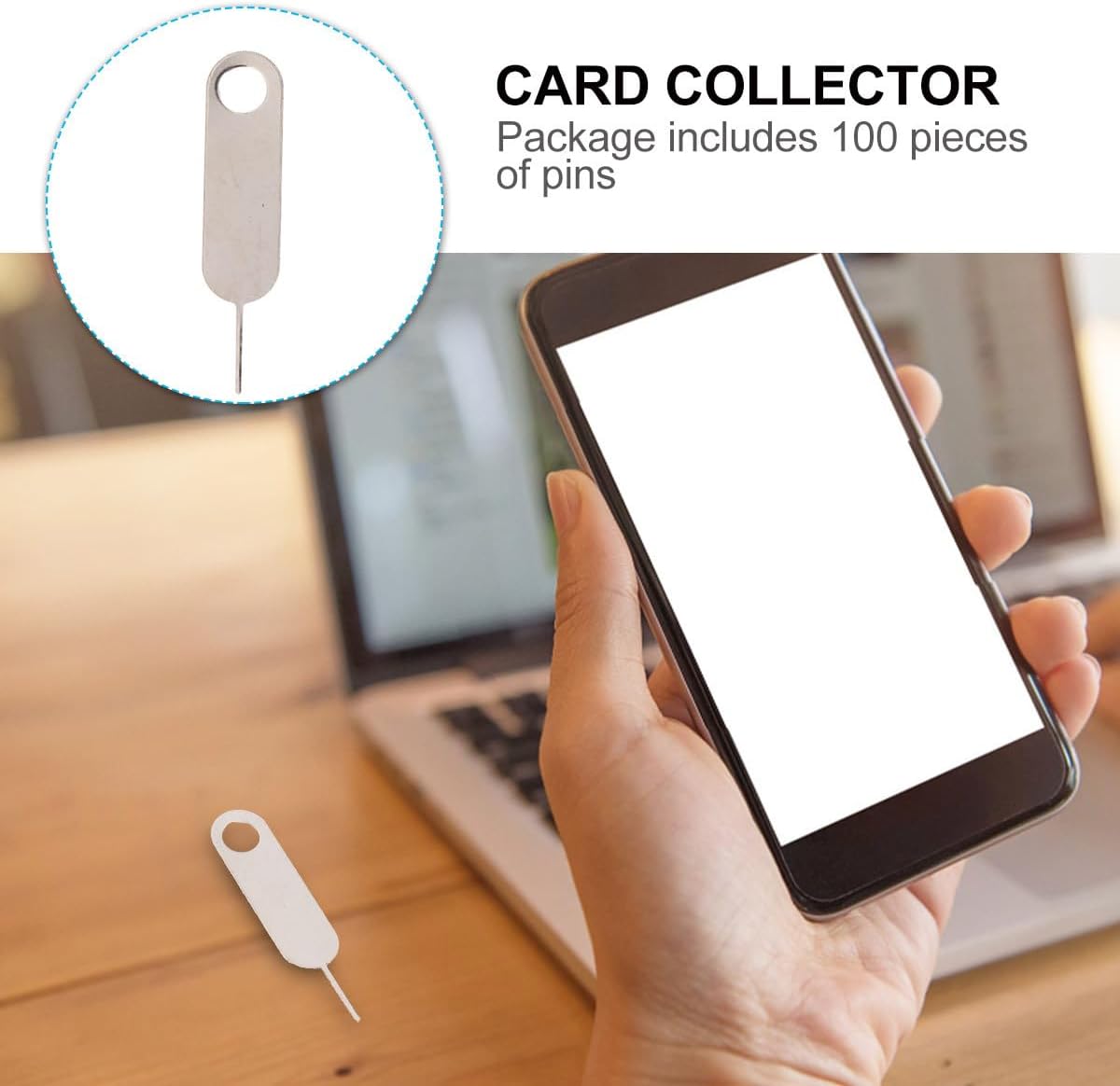 100pcs Gadpiparty Universal Sim Pin Eject Tool Stainless Steel Mobile Phone Sim Tray Remover Kit for Smartphones