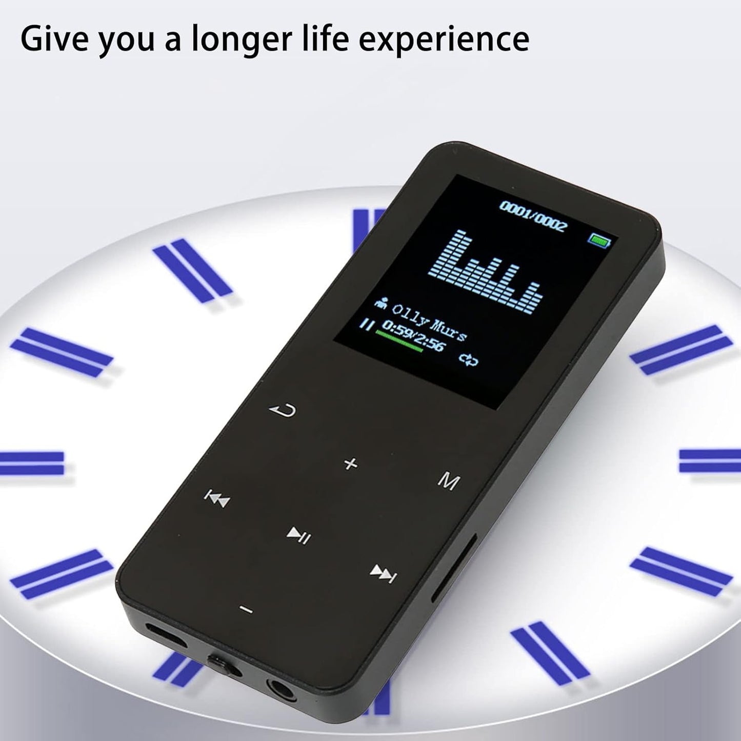 SENECESLI MP3 1.8" 128G Player with Bluetooth, Portable Music Player with Screen, Digital Music Voice Recorder
