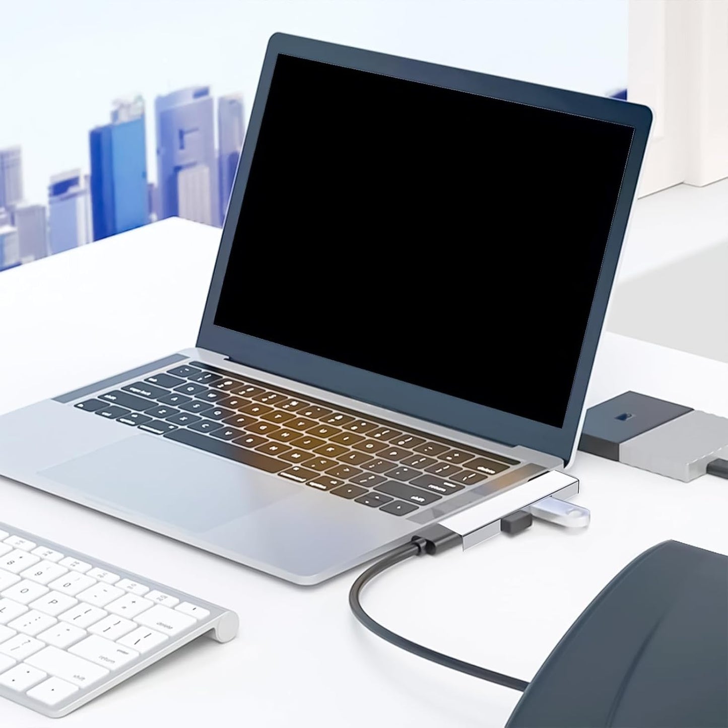 Argzm 90 4 2 USB2.0 1 USB3.0 Degree Portable USB C Hubs Port USB Expansion Fast Data Hubs with for PC Laptop