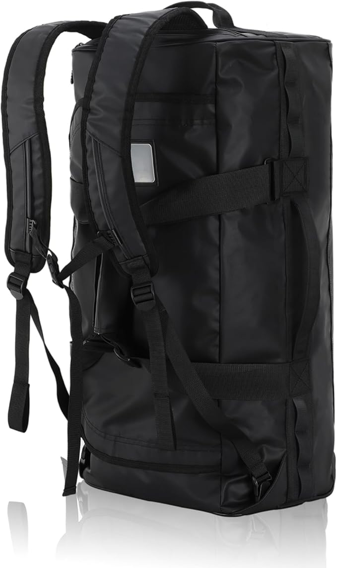 Haimont Travel Duffel Backpack Bag 60L for Men Large Sports Duffle Bags with Backpack Straps for Hiking Camping Gym Workout, Water Resistant, Black