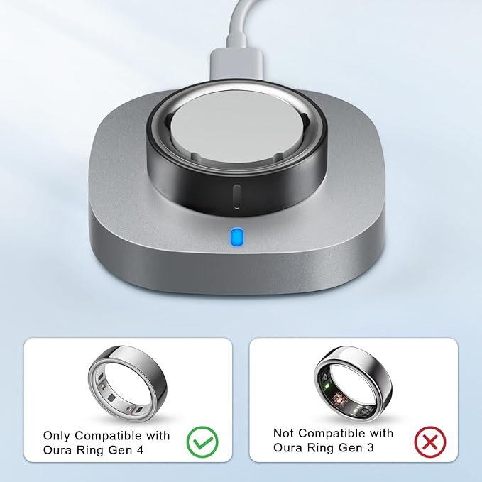 Compatible with Oura Ring Gen 4 Charger Size 9, Fast Charging Dock with USB-C Cable
