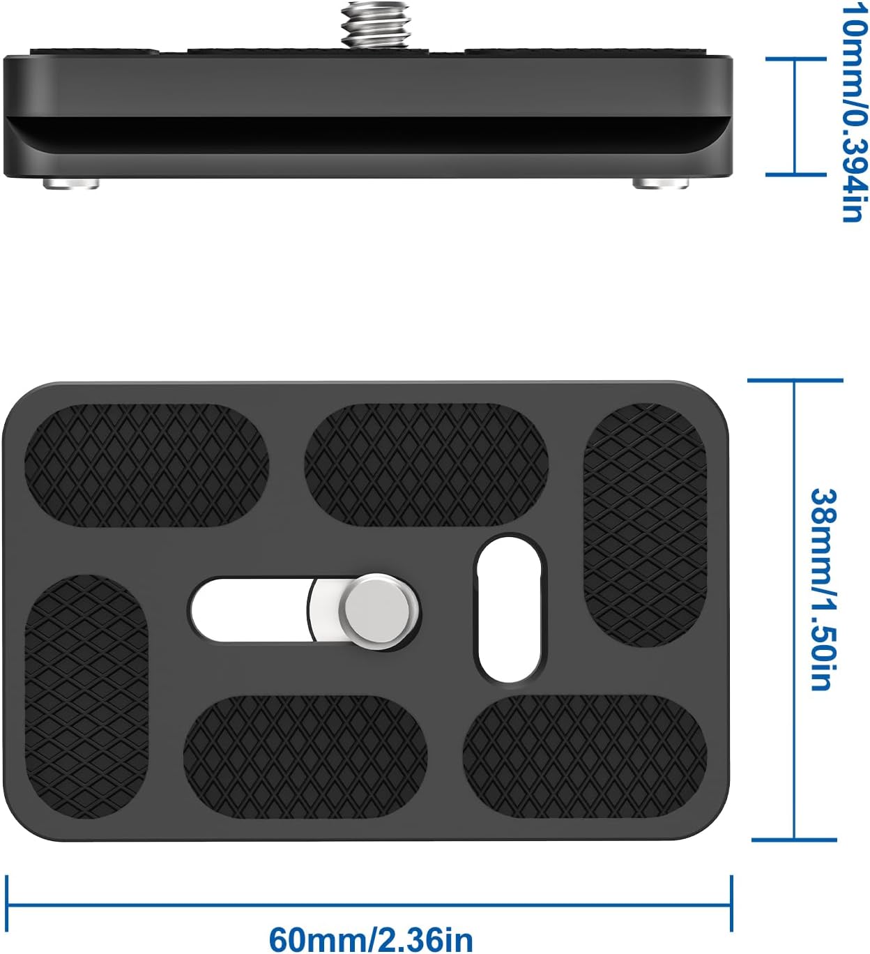 CAVIX 60mm (37g) 1/4Screw (PU-60) Aluminum Alloy Universal Arca-Swiss Quick Release Plate, Compact & Lightweight