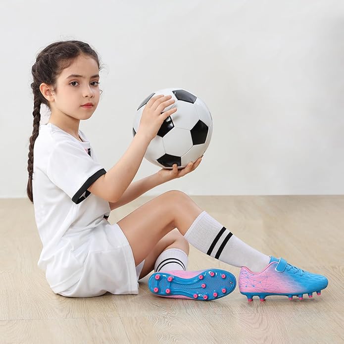 brooman Kids Firm Ground Soccer Cleats Boys Girls Athletic Outdoor Football Shoes