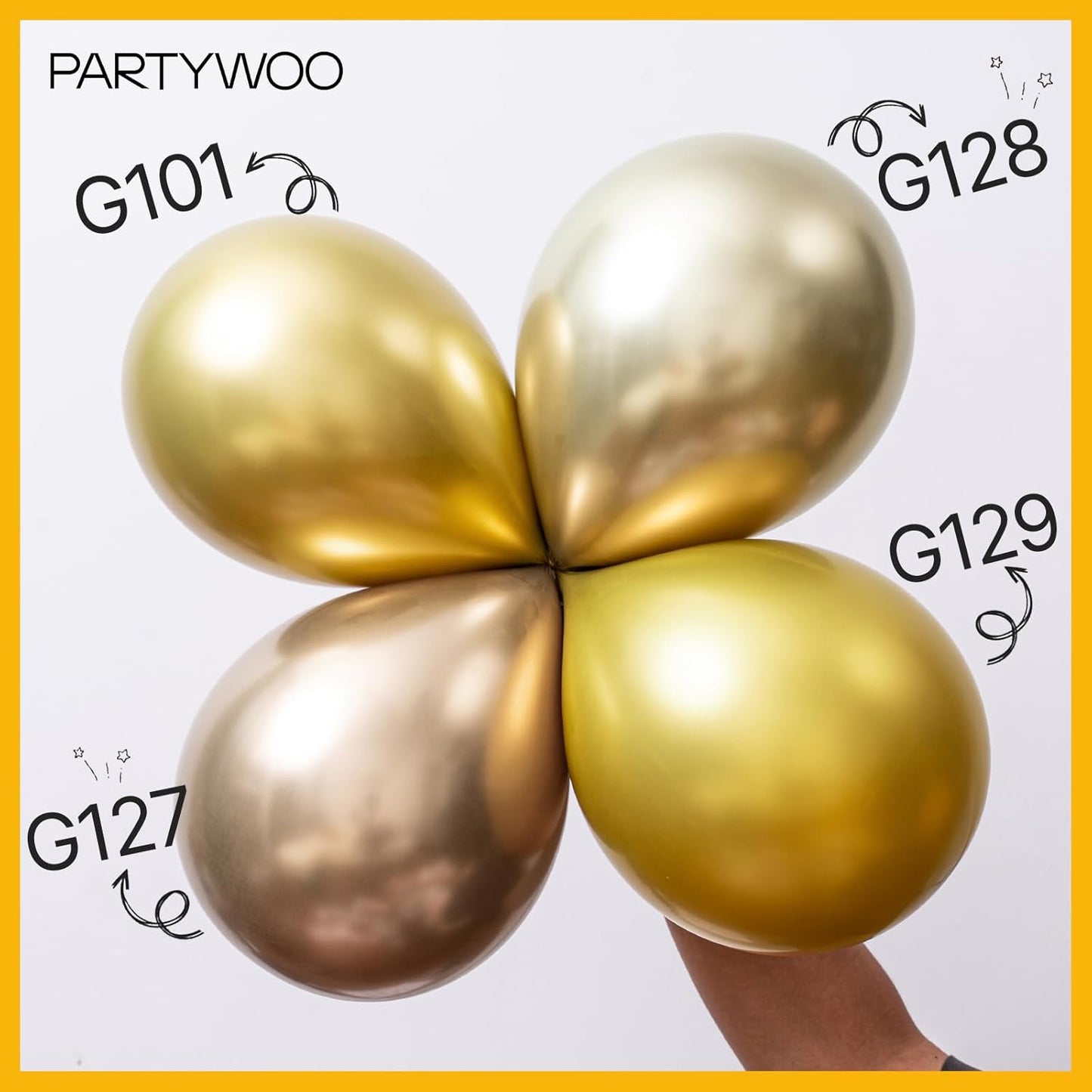 PartyWoo Gold Balloon Arch Kit - 120pcs in 5-18 Inch Sizes | Perfect for Birthday, Wedding, and Baby Showers