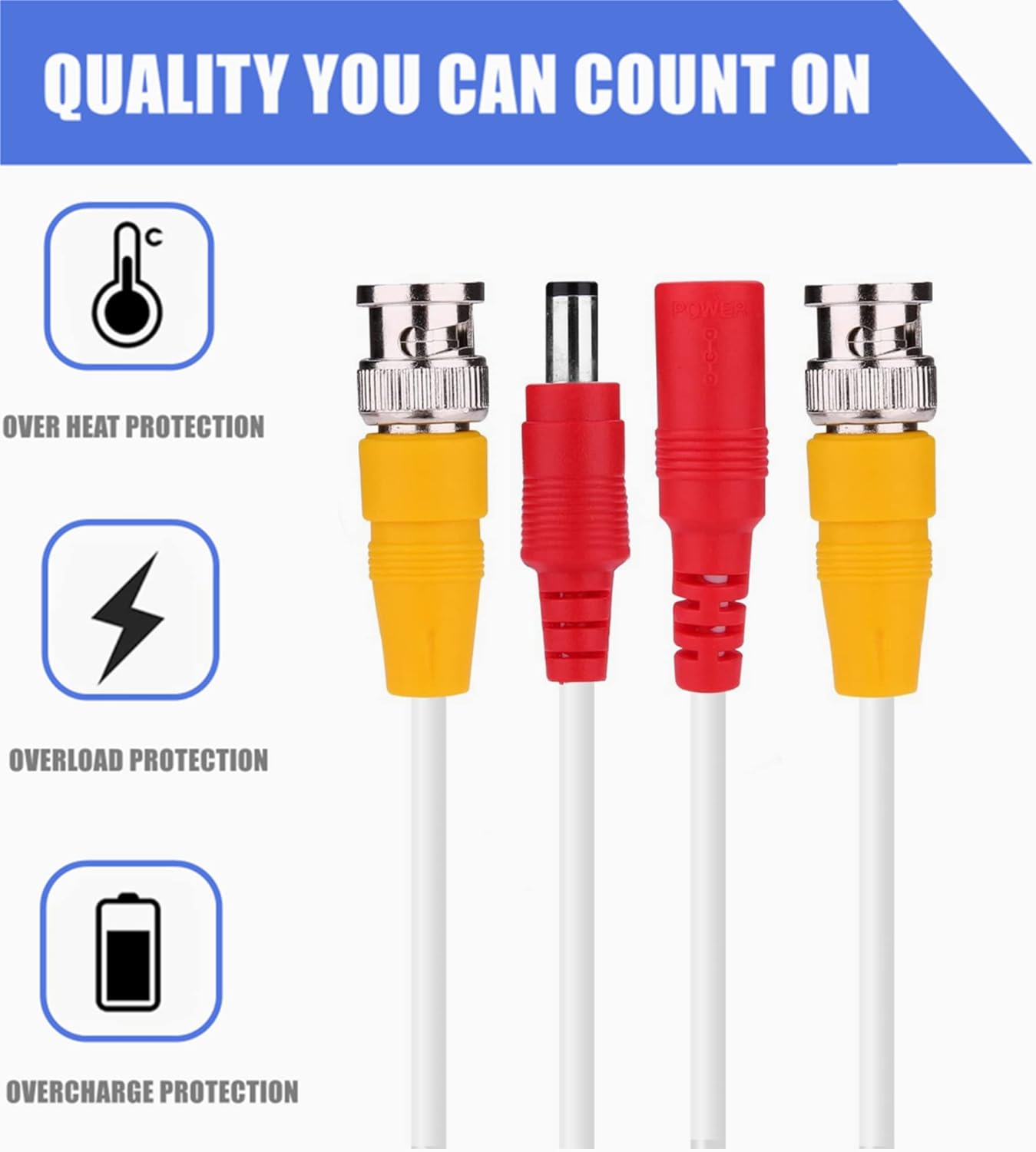 150ft White BNC Video Power Cable for Zosi CCTV DVR Security Cameras