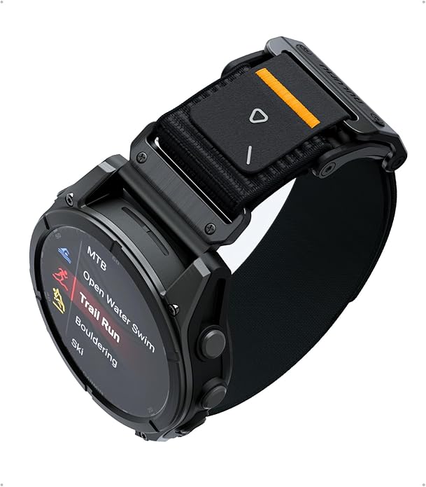 Aulumu C11 for Garmin Watch Band 22MM | Mag Buckle Slim Band | Memory Quick Release | Velvet Nylon Braid | Stainless Steel Magnetic Clasp