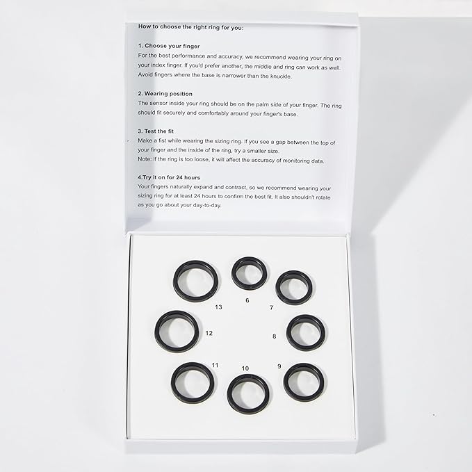 Smart Health Rings for Women Men, Fitness Tracker with Heart Rate, Blood Oxygen, HRV, Sleep Tracker, Step Tracker, No Subscription Fee, IP68 Waterproof Smart Ring (Only Ring Sizing Kit)