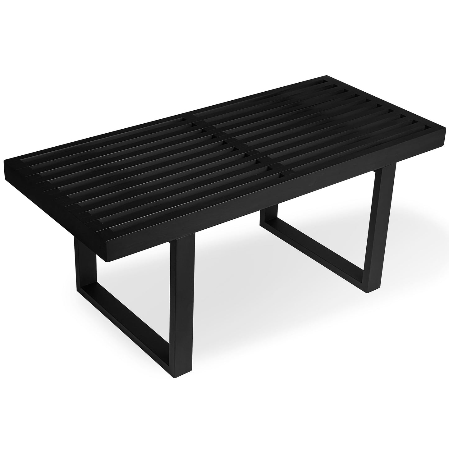 Bamboo Nelson Slat Wooden Bench, Small Wood Benches for Entryway, Living & Dining Room, Kitchen, Bedroom, Bathroom, Hallway, Front Door, For Indoor & Outdoor Patio Use, Mid Century Modern Decor