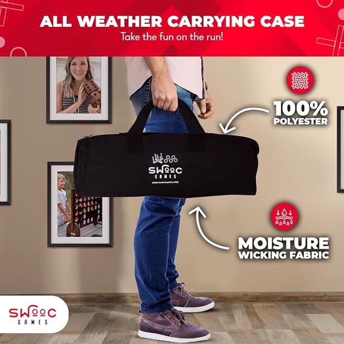 SWOOC Games - Rustic Ring Toss Game (All Weather) - Easy Setup & Extra Games Included - Ring Toss Game for Adults - Outdoor Acitivities for Adults - Yard Toys for Kids - Backyard Fun - Outdoor Party