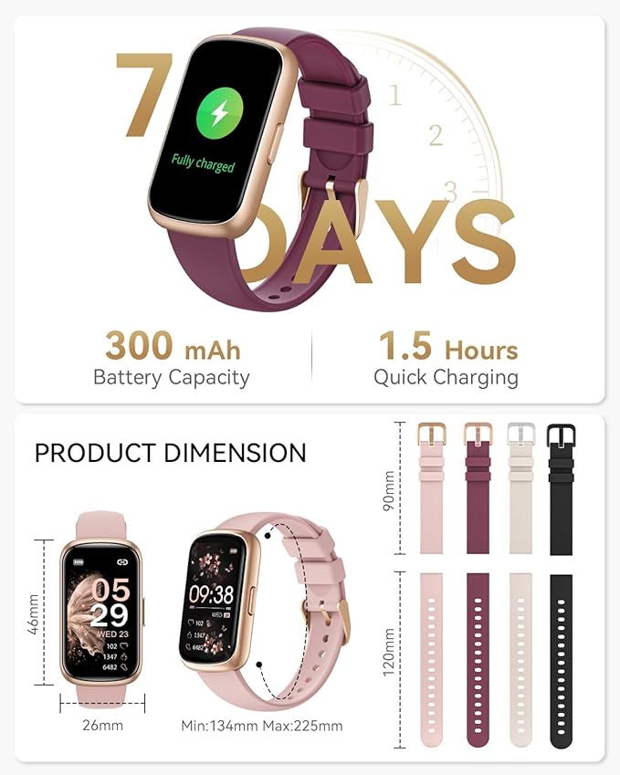 Fitness Tracker, Smart Watches for Women with 24/7 Heart Rate Monitor, Sleep Tracker, Breathing Training, 1.47" Fitness Watches for Women with 24 Sports Modes, Activity Tracker as Gift (4 Bands)