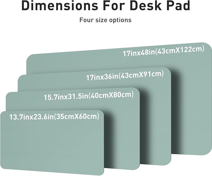 Aothia Leather Desk Pad Protector, Mouse Pad, Office Desk Mat, Non-Slip PU Leather Desk Blotter, Laptop Desk Pad, Waterproof Desk Writing Pad for Office and Home (48"x17", Light Blue)