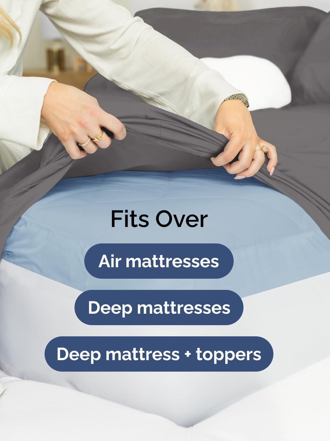 Skiennix Extra Deep Twin Sheet Set - 4-Piece Cooling & Breathable Bedding - Soft, Wrinkle-Free Grey