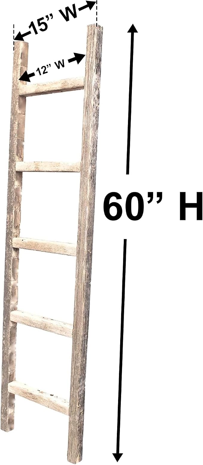 BarnwoodUSA Rustic Farmhouse Decorative Ladder - Our 6 ft Ladder can be Mounted Horizontally or Vertically and is Crafted from Upcycled Wood | No Assembly Required | White