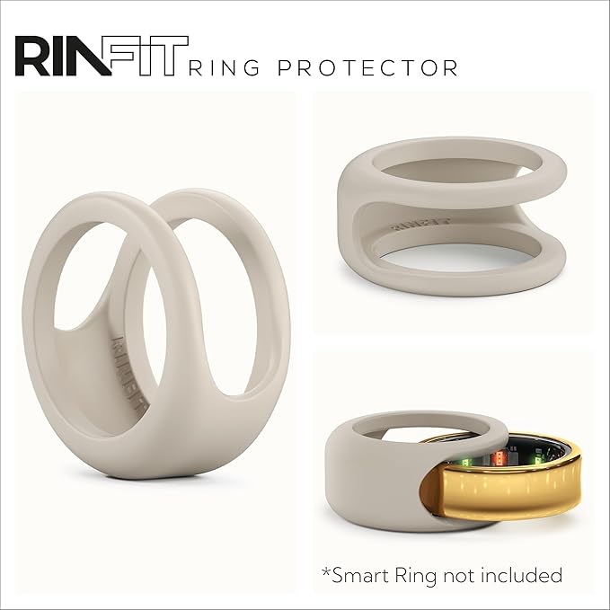 Rinfit Smart Ring Protector - Silicone Ring Enhancer for Active Lifestyle and Gym - StyleFit U.S. Design Patent - Stone, Size 11