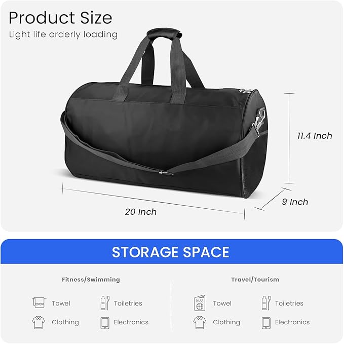 C&F BOGMOST Small Gym Bag for Travel & Duffel - 20 Inch Lightweight Carry On Bag for Men & Women, Mini Duffel Bag,Perfect for Sports, Weekend Trips, and Overnight Stays, Beige