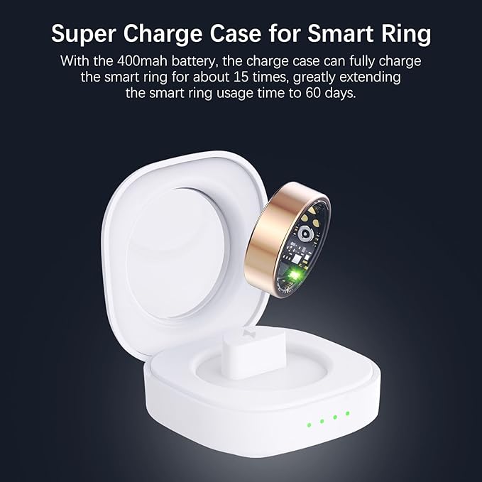 Smart Health Rings for Women Men, Fitness Tracker with Heart Rate, Blood Oxygen, HRV, Sleep Tracker, Step Tracker, No Subscription Fee, IP68 Waterproof Smart Ring for iphone & Android (Gold, 14#)