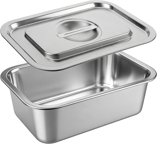 Skiennix 4-Inch Extra Deep Lasagna Baking Pan - 304 Stainless Steel with Lid | 8.5x12.4 Inch, Silver