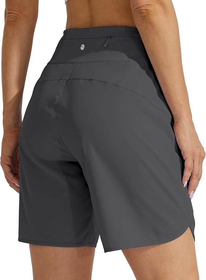 Willit Women's 7" Athletic Running Shorts Long Workout Hiking Shorts Quick Dry High Waisted Active Zipper Pocket(3X-Large)