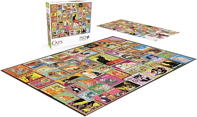 Buffalo Games - Lewis T. Johnson - Cats on Stamps - 750 Piece Jigsaw Puzzle for Adults -Challenging Puzzle Perfect for Game Nights - Finished Size is 24.00 x 18.00
