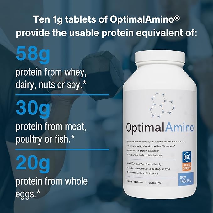Tablets (300 Count) | 99% Utilized Essential Amino Acid (EAA) Supplement, Increase Muscle Recovery, BCAA Protein Pre/Post Workout | NSF Certified for Sport® Certified