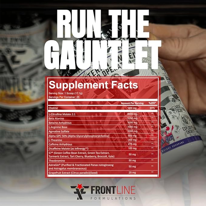 Gauntlet Pre-Workout Powder, Explosive Workouts, Laser Focus, Mid Stim, Amazing Flavor, Veteran Owned and Operated (25 Servings, Mangolorian)