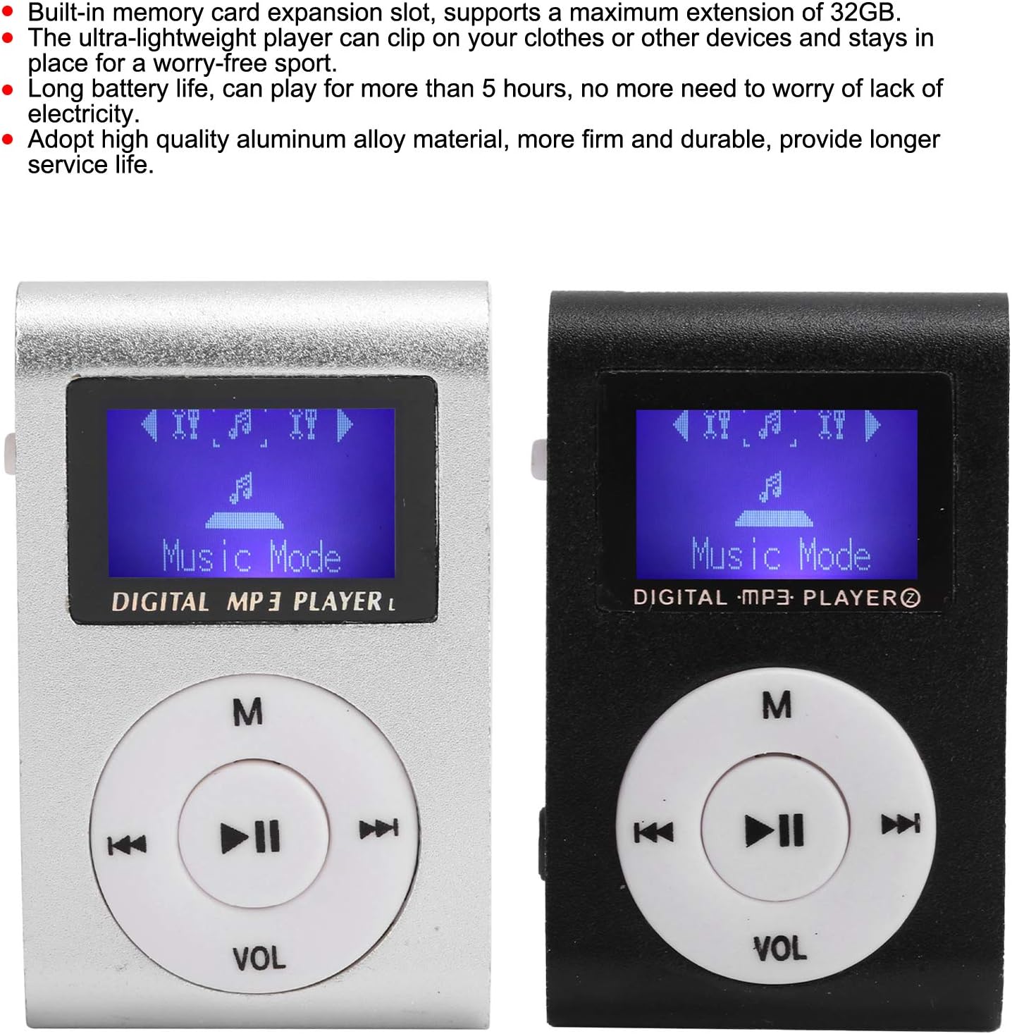 Archuu MP3 MP3 Mini Portable Player with BackClip LCD Screen Mini Music Player Portable Digital Music Media Player