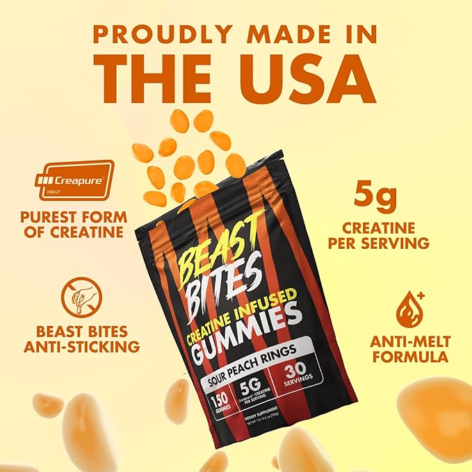 Creatine Infused Gummies - 5g Creapure Creatine Monohydrate Per Serving - NSF Certified for Sport - 30 Servings