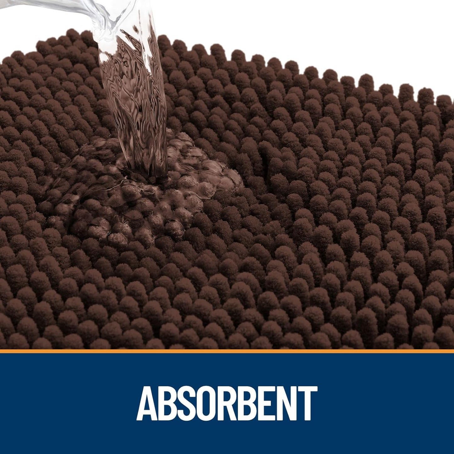 OLANLY Dog Door Mat - Absorbent Non-Slip Mud Mat for Dogs | Quick Dry Chenille, 36x24, Brown