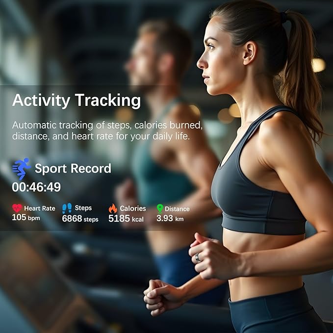 Ring Health Tracker for Women Men, Fit Ring with Heart Rate, Blood Oxygen, Sleep Monitor, Calories, Step Counter, IP68 Waterproof Smart Ring for iPhone & Android, No Subscription Fee (Black, 6#)