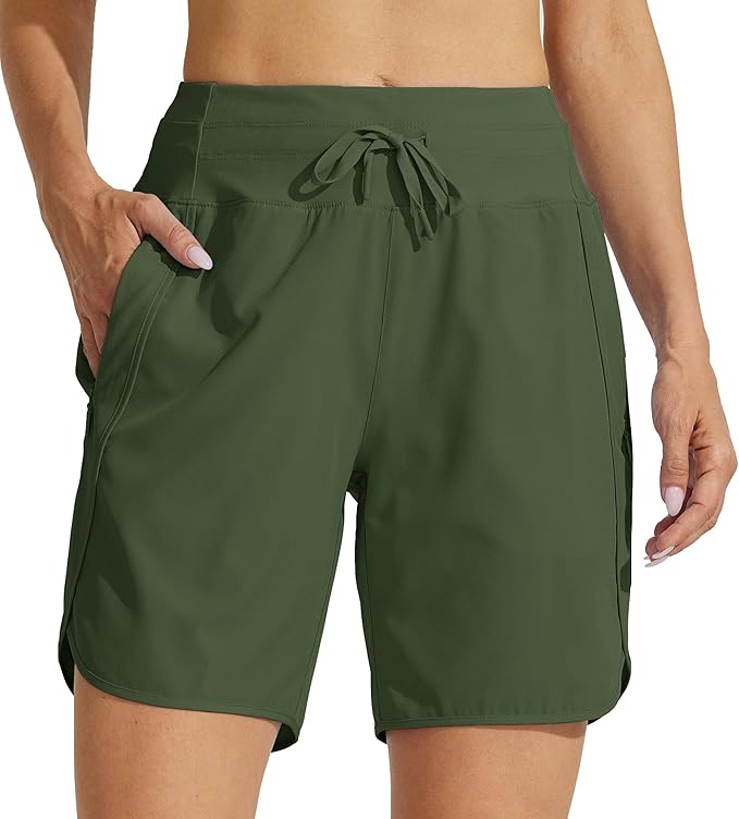 Willit Women's 7" Athletic Running Shorts Long Workout Hiking Shorts Quick Dry High Waisted Active Zipper Pocket(XX-Large)