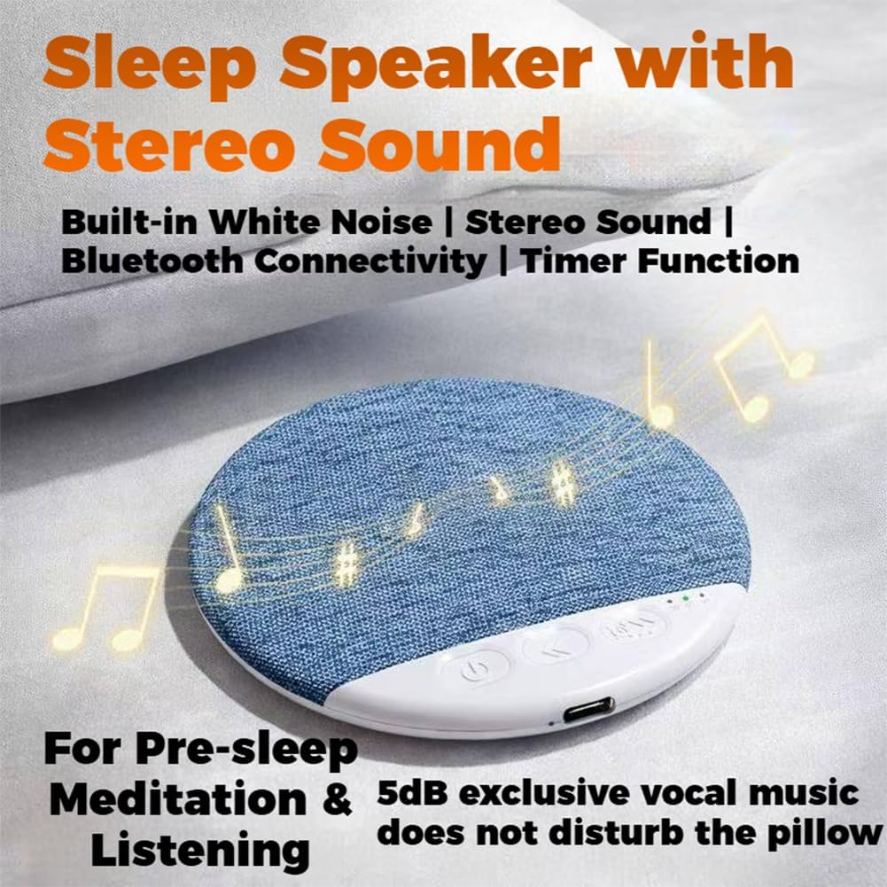 2026 5.4 (Blue*2) New Bluetooth Pillow Speaker for Sleeping, Under Pillow Speaker Bluetooth with White Noise, Ultra