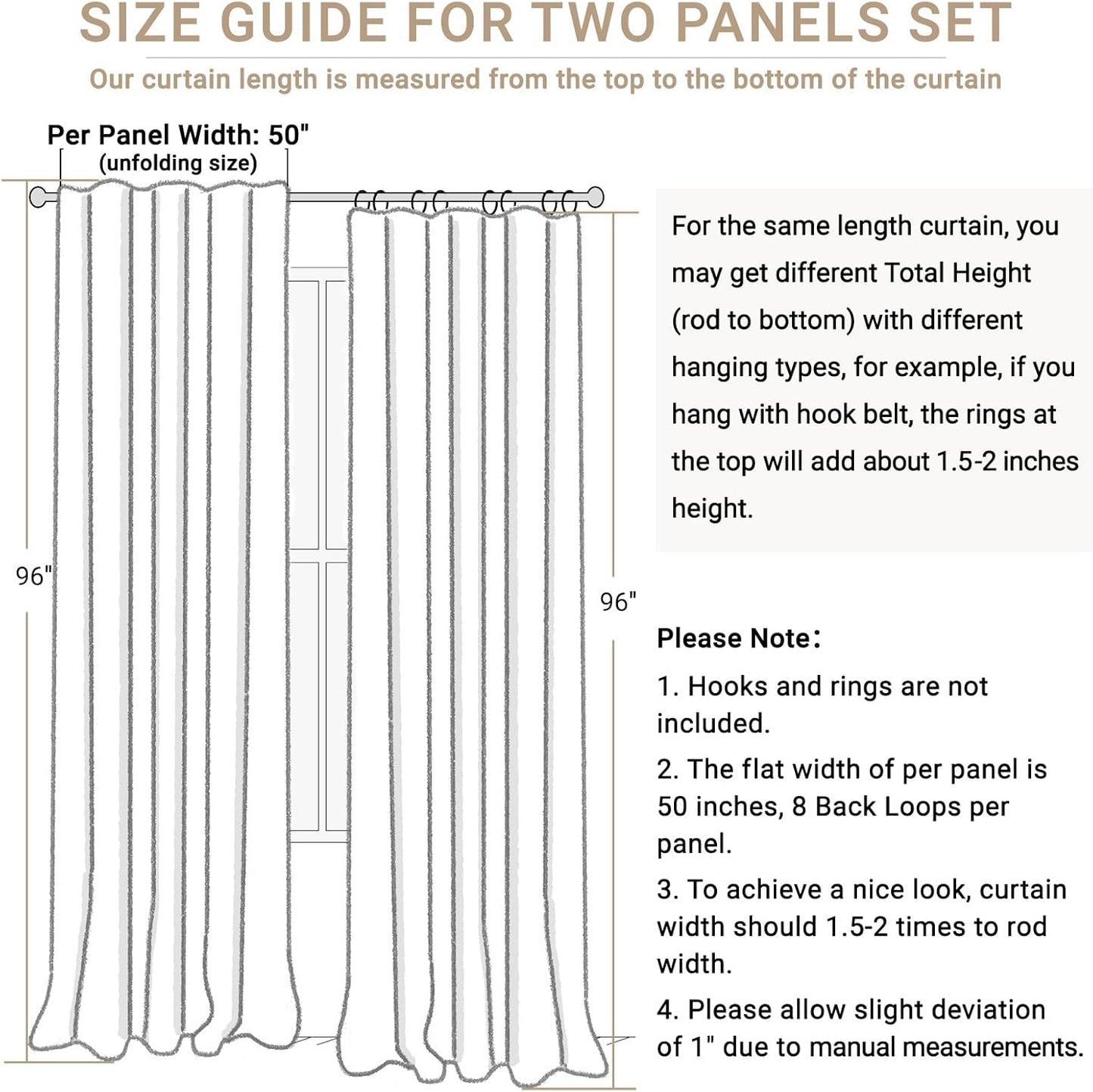 Skiennix 100% Blackout Olive Green Linen Curtains - Thermal Insulated Drapes, 2 Panels Set, 50" W x 96" L