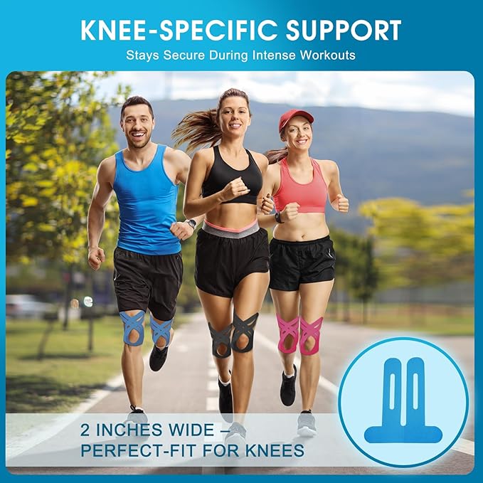 12PCS Precut Kinesiology Tape for Knees | Athletic Tape | Original Cotton & Elastic Kinesiology Athletic Tape – Knee Support & Stability & Pain Relief | Latex-Free | Breathable & Waterproof 3Colors