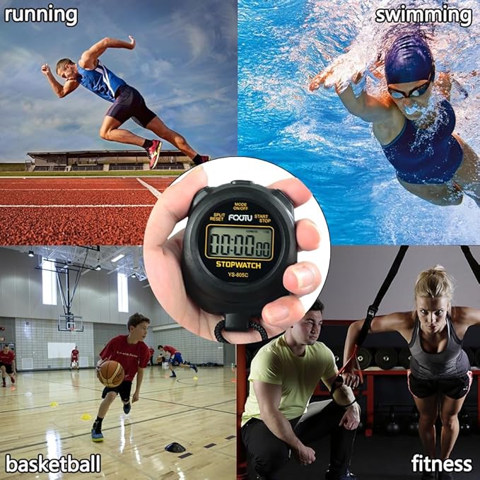 FCXJTU Simple Stopwatch Timer, Single Lap Stopwatch Countdown Timer, No Hourly Beep, On/Off, AAA Battery(Included), Large Display, Easy to Use, Ideal for Kids Coaches Yellow