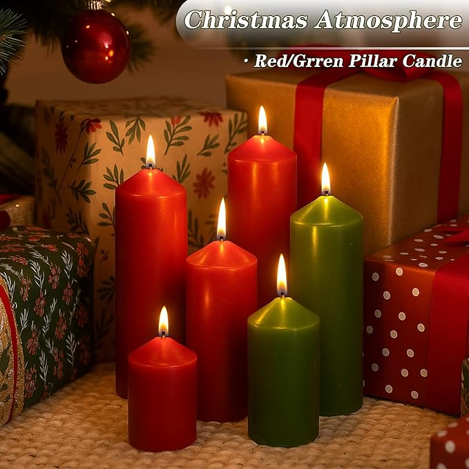 36 Pcs Red Pillar Candles Bulk Set，Hurricane Candlesï¼? Different Lengths (12 Each)，Dripless Unscented Smokeless，Gives You a Better Atmosphere When Organizing Wedding or Event Party.