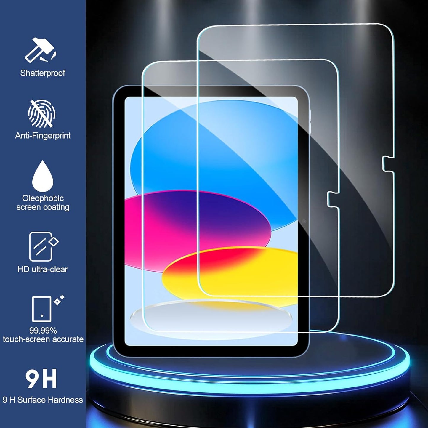 2 Pack 11th A16 2025 10th 10.9 Inch 2022, 9H BLOSOMEET Screen Protector for iPad & Generation HD Clear Hardness