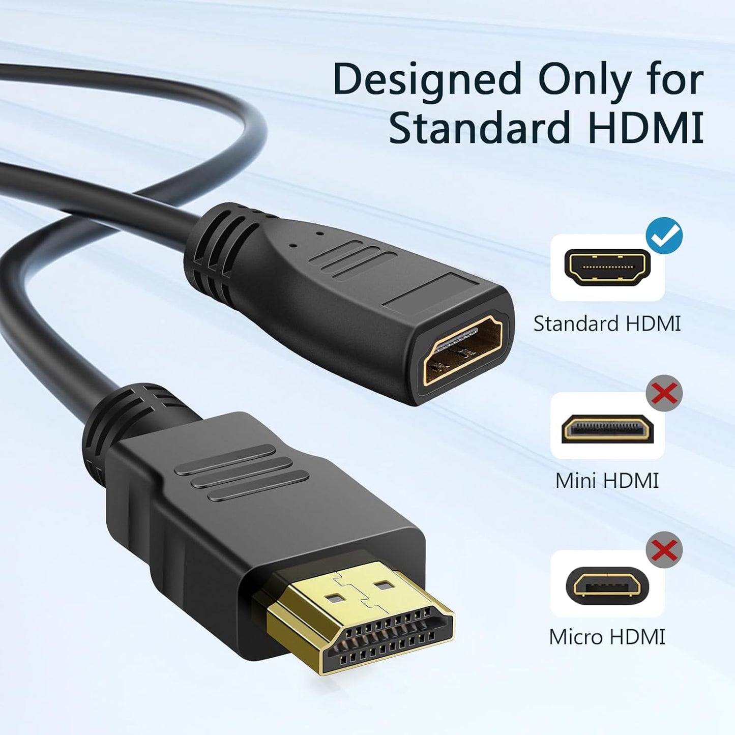 SAISN 5 2 Pack 1080P HDMI Extension Cable Feet, HDMI Extender Cable High Speed HDMI Male to Female Adapter Cable HDMI