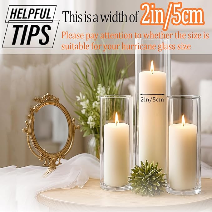 18 Pcs Ivory Pillar Candles Bulk Set，Hurricane Candlesï¼? Different Lengths (6 Each)，Dripless Unscented Smokeless，Gives You a Better Atmosphere When Organizing Wedding or Event Party.