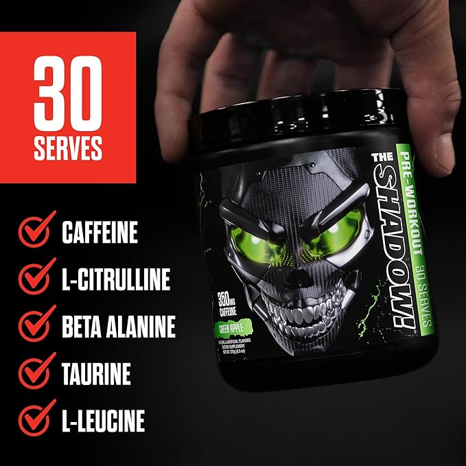 JNX SPORTS The Shadow! 350mg of Caffeine Hard Core Preworkout - Sour Candy 30 Servings | Electric Energy, Mental Focus & Superhuman Strength for Men & Women