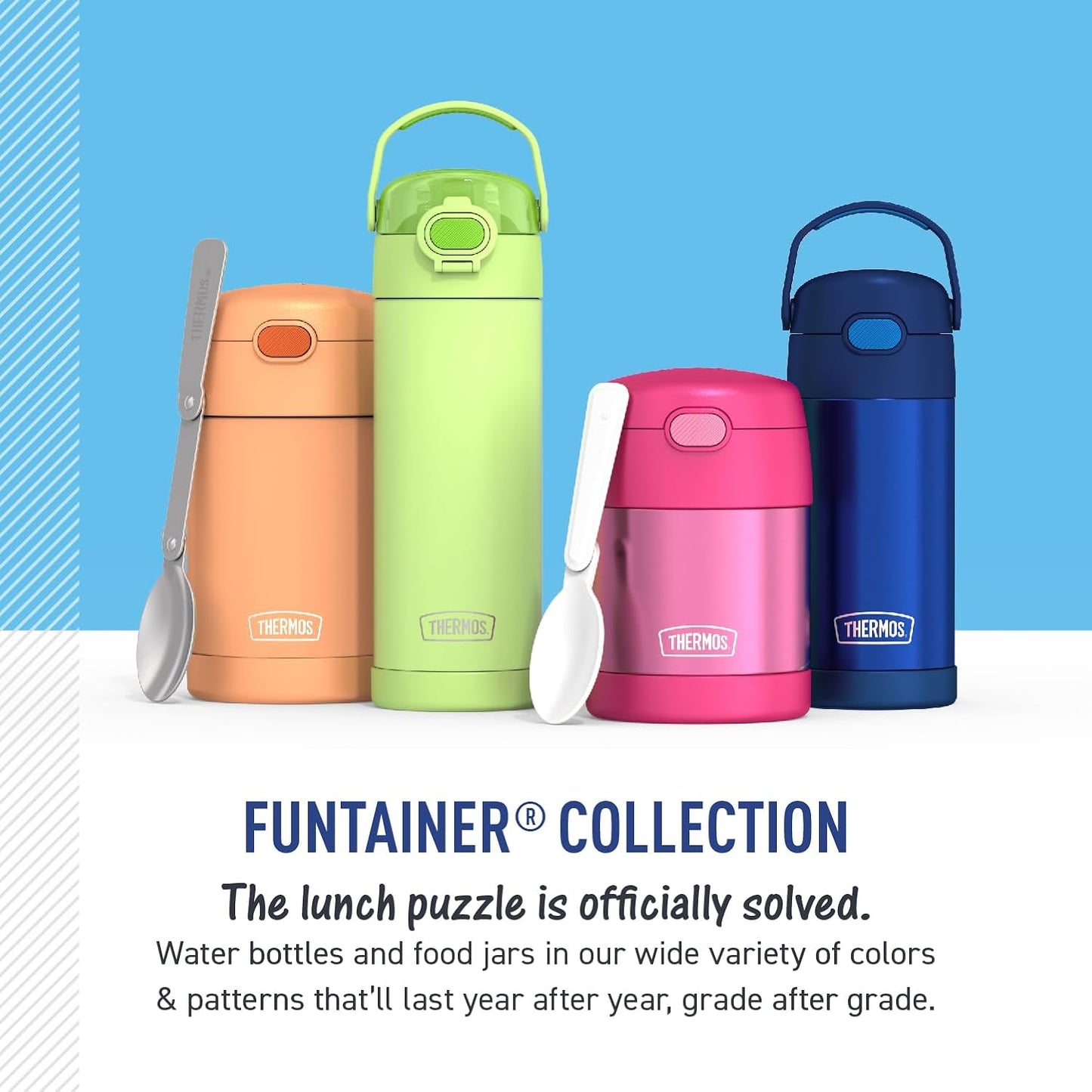 THERMOS FUNTAINER Water Bottle - 12 Ounce Kids Stainless Steel Vacuum Insulated with Straw - Violet