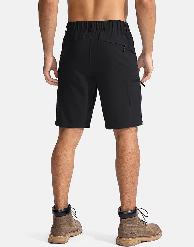 Pudolla Men's Hiking Cargo Shorts 9" Lightweight Outdoor Work Shorts for Men Travel Golf Camping Casual with 5 Zipper Pockets