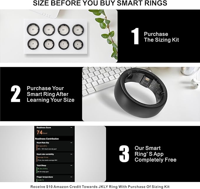 Smart Ring, Activity Trackers, Sleep Ring, Fitness Tracking, Stress Tracker, Heart Rate, Meditation, Temperature, Respiratory, No App Subscription, Women, Men, iOS, Android (Rosegold, 8)