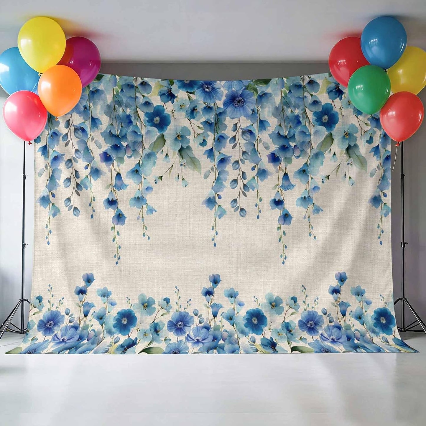 Znujuabbrel 10x8ft Props,Country Photography Backdrop,Retro Blue Flowers on Jam Professional Photo Backdrops